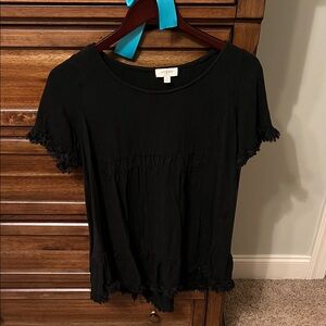 Umgee Black Fringe Blouse